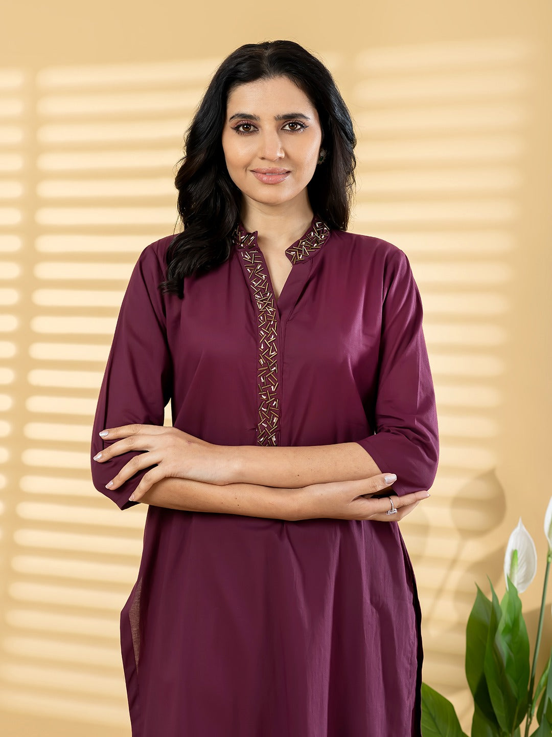 Women’s Maroon Kurta Set with Pants | Elegant Ethnic Wear | Festive & Casual Outfit