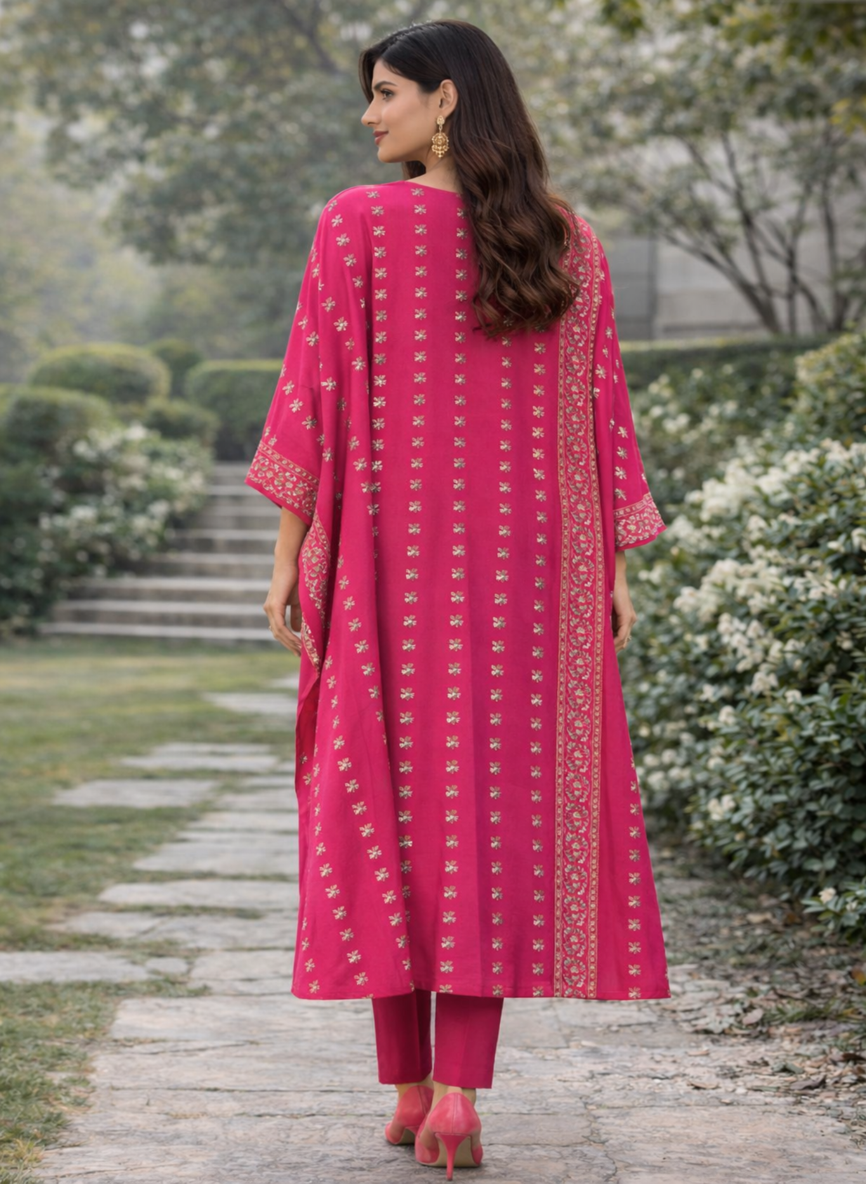 Women’s Pink Embroidered Kurta Set | Ethnic Festive Wear