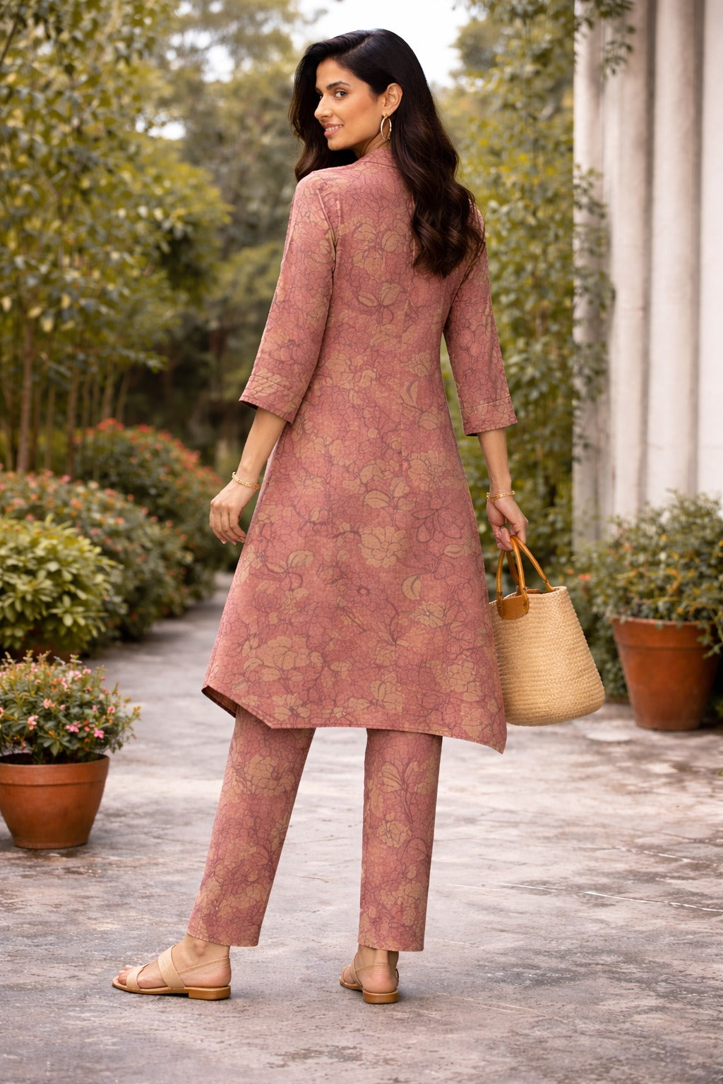 Elegant Floral Printed Kurta Set with Pants for Women – Soft Cotton Daily Wear