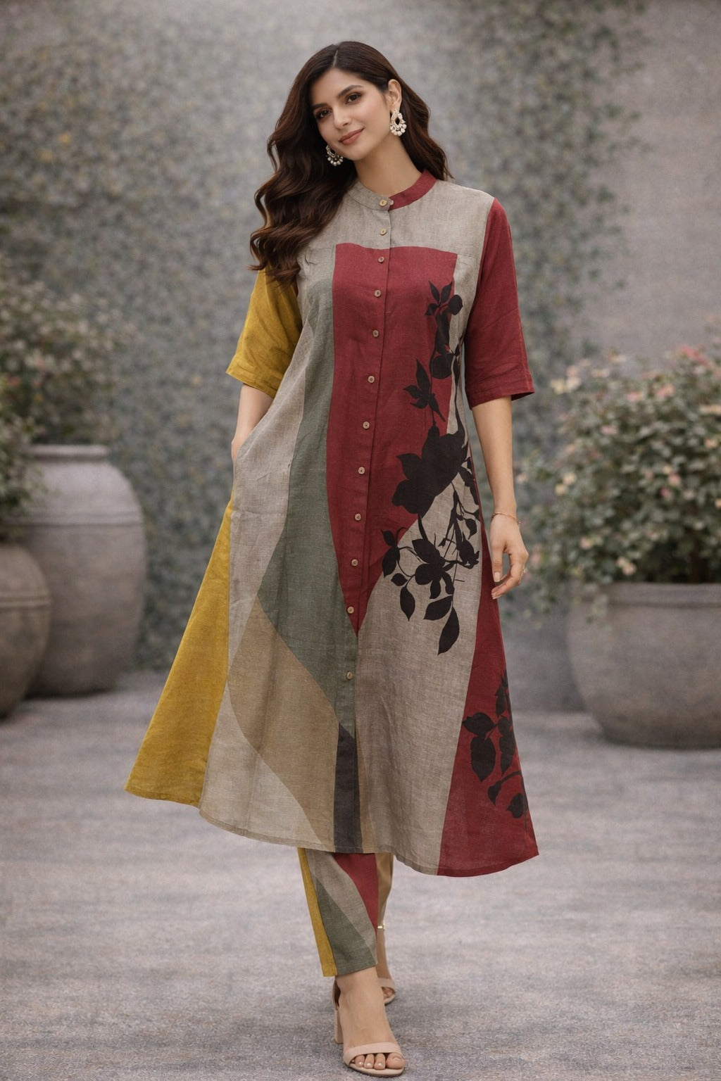 Elegant Multicolor Printed Cotton Kurta Set for Women
