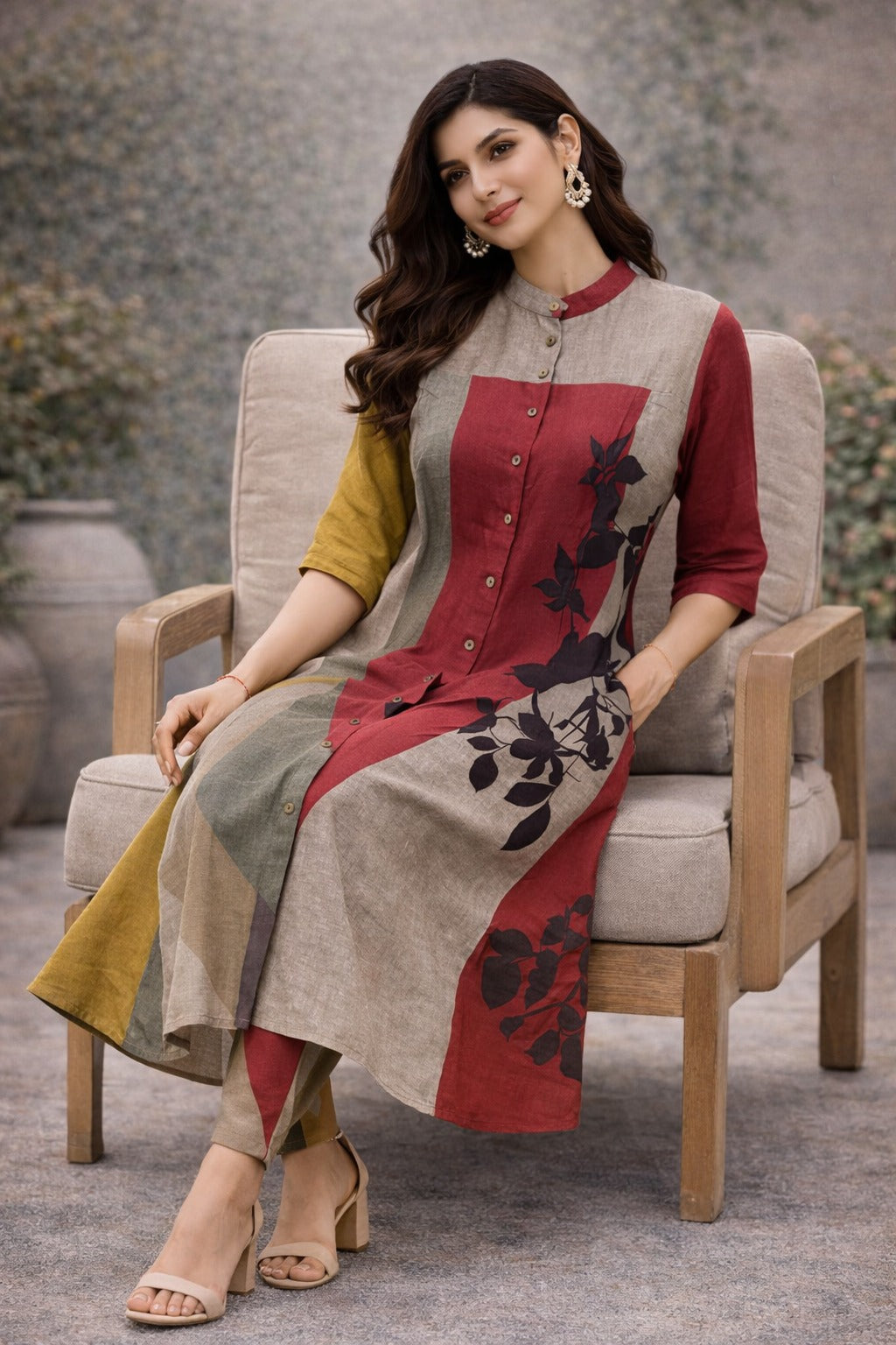 Elegant Multicolor Printed Cotton Kurta Set for Women