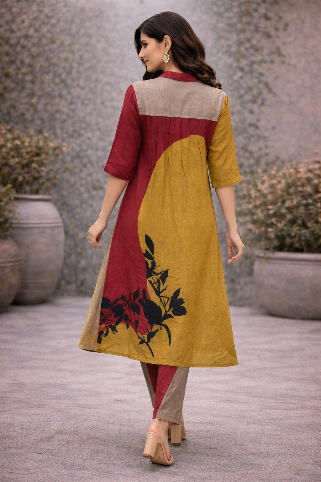 Elegant Multicolor Printed Cotton Kurta Set for Women