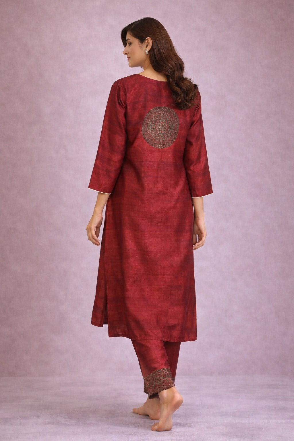 Elegant Red Silk Kurta Set with Dupatta | Festive & Ethnic Wear for Women