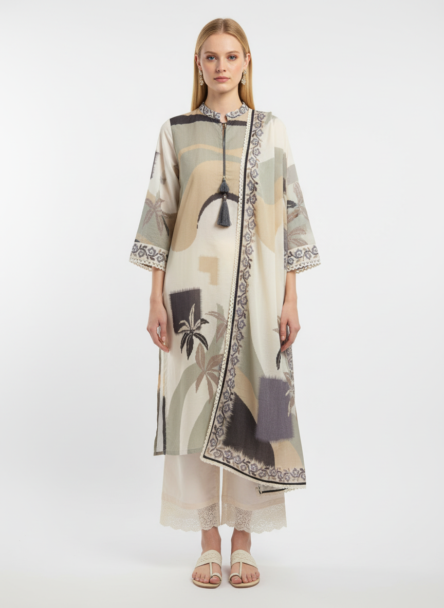 Elegant Printed Kurta Set for Women with Dupatta & Palazzo – Premium Soft Fabric Ethnic Wear