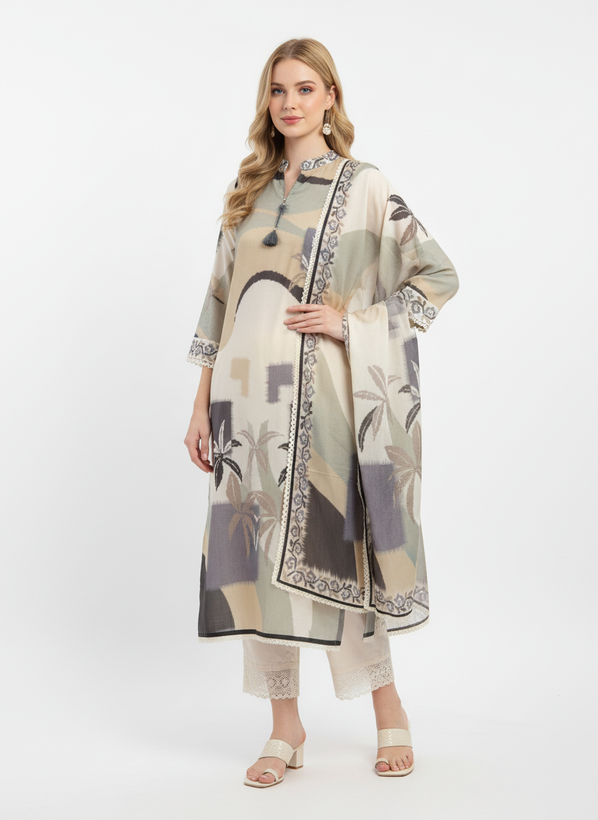 Elegant Printed Kurta Set for Women with Dupatta & Palazzo – Premium Soft Fabric Ethnic Wear
