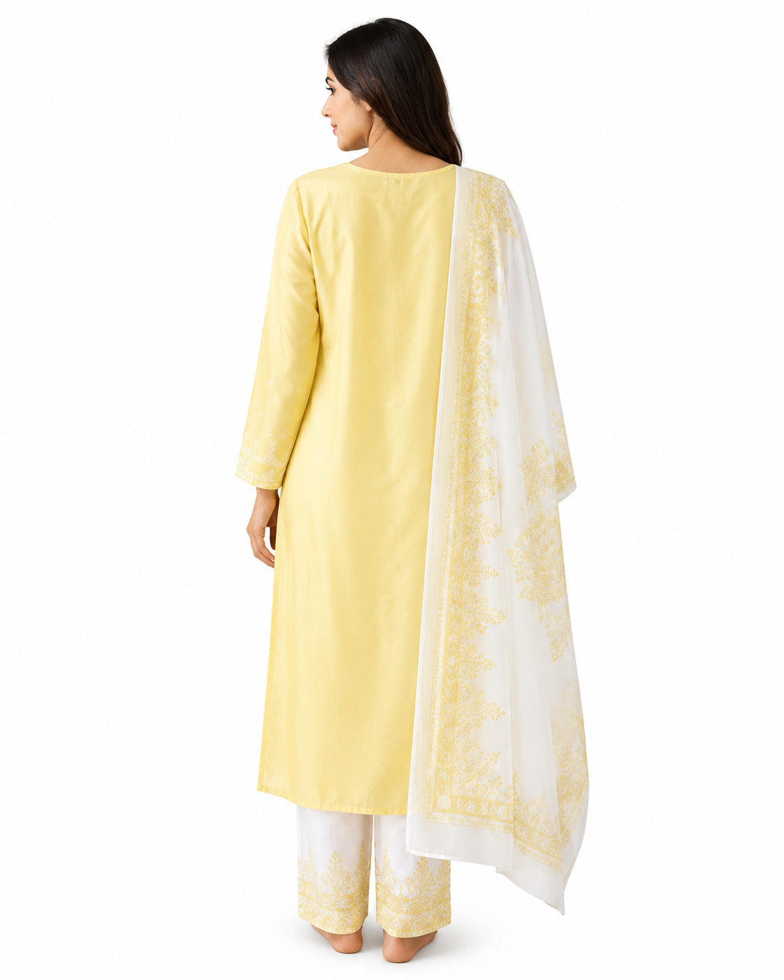 Pastel Yellow Printed Lawn 3-Piece Suit with Dupatta
