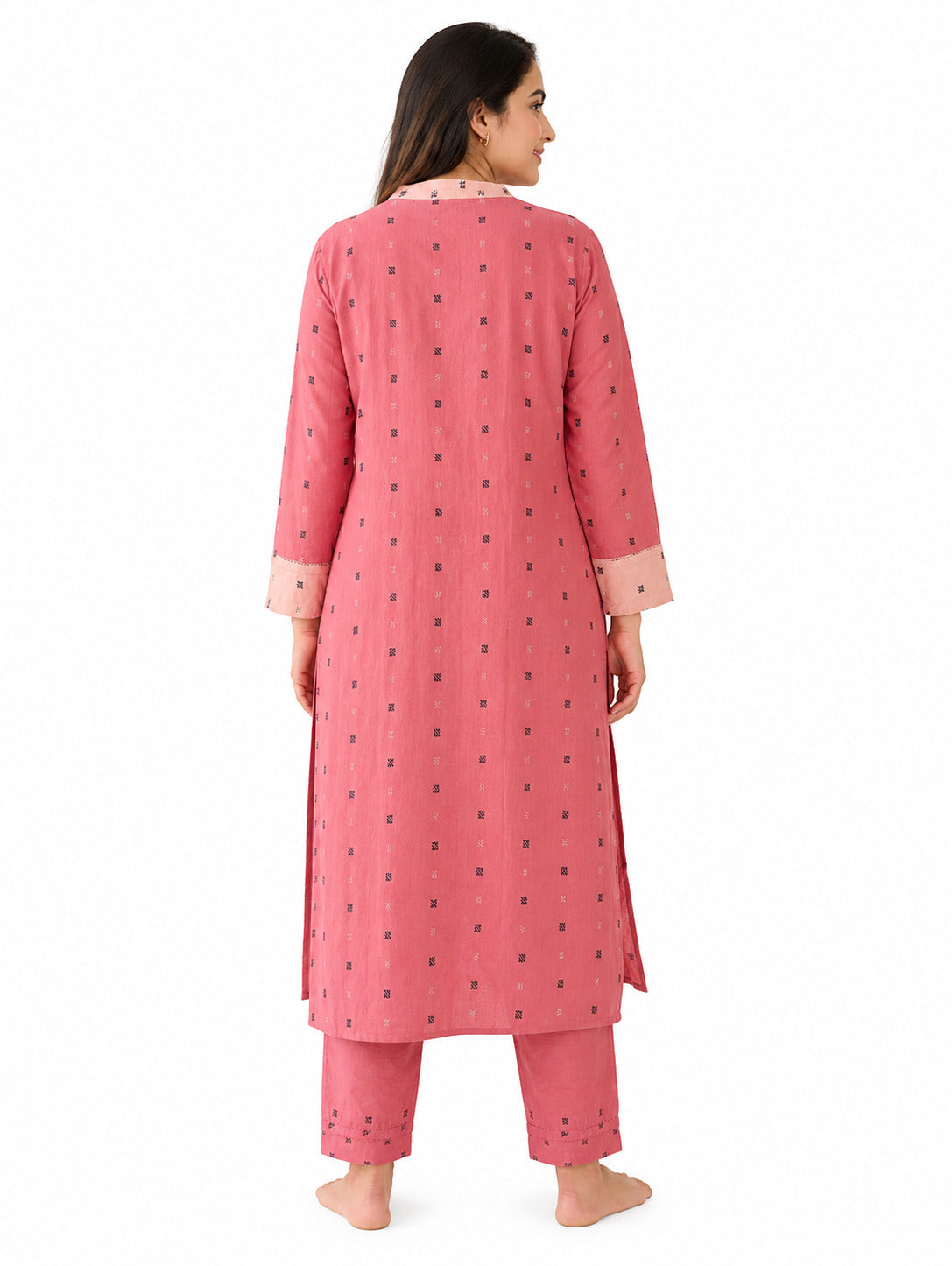 Women’s Pink Printed Cotton Kurta Pant Set