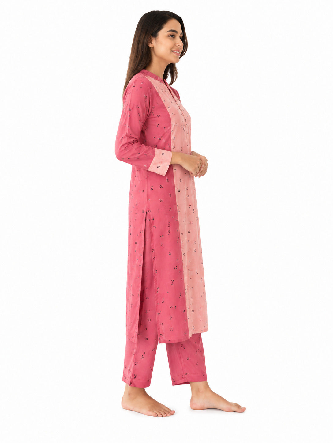 Women’s Pink Printed Cotton Kurta Pant Set
