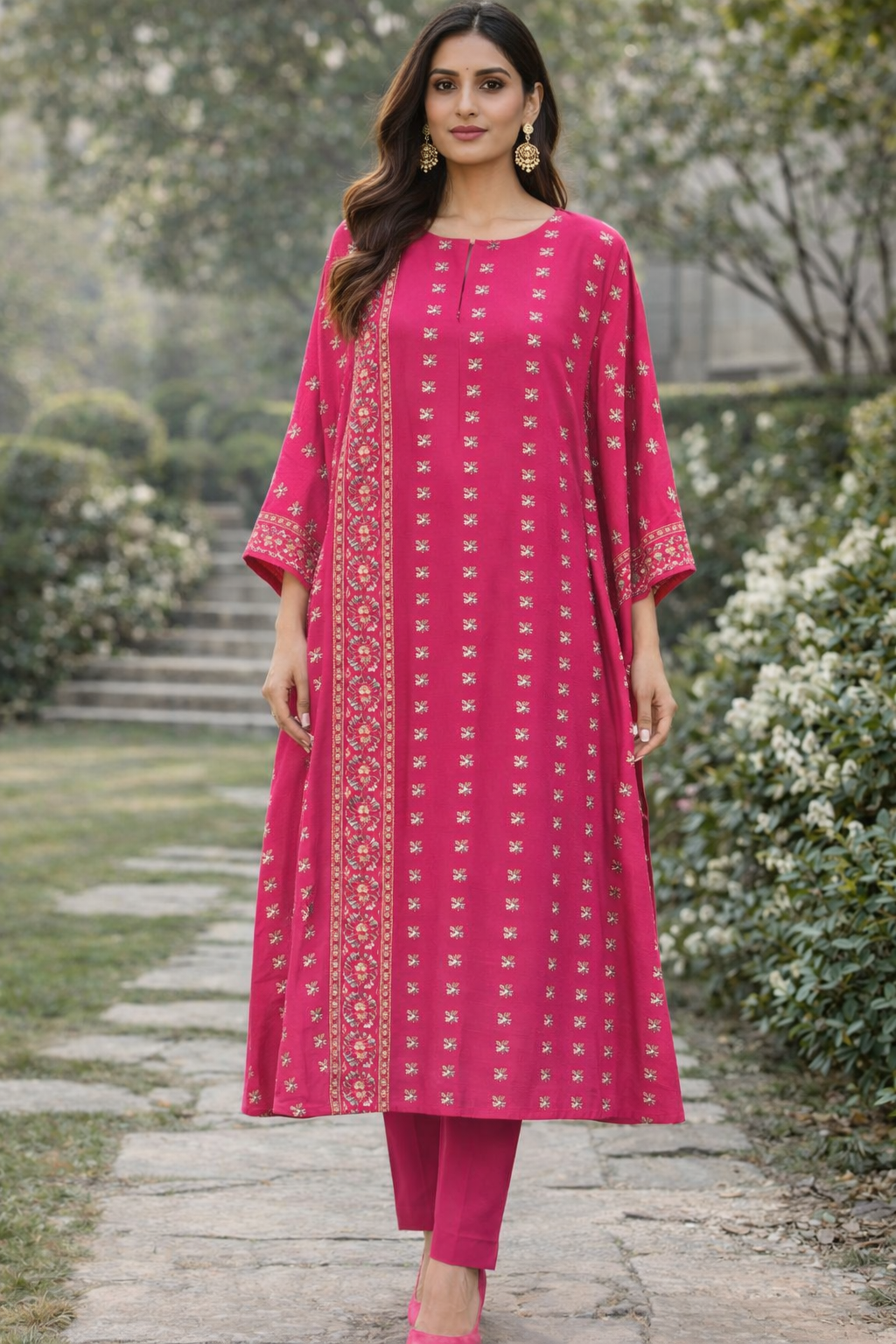Women’s Pink Embroidered Kurta Set | Ethnic Festive Wear