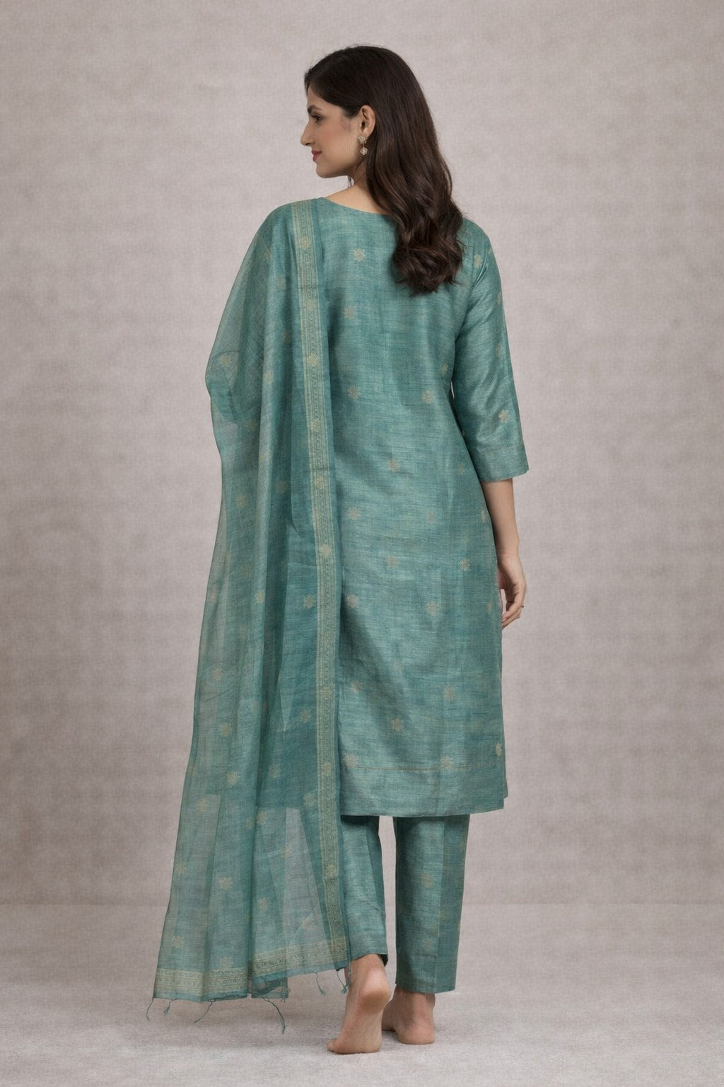 Women’s Sea Green Kurta Set with Dupatta – Festive & Party Wear