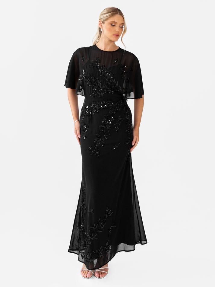 Elegant Black Sequin Embroidered Maxi Dress for Women – Party & Evening Wear