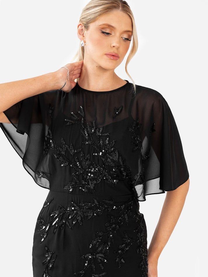 Elegant Black Sequin Embroidered Maxi Dress for Women – Party & Evening Wear