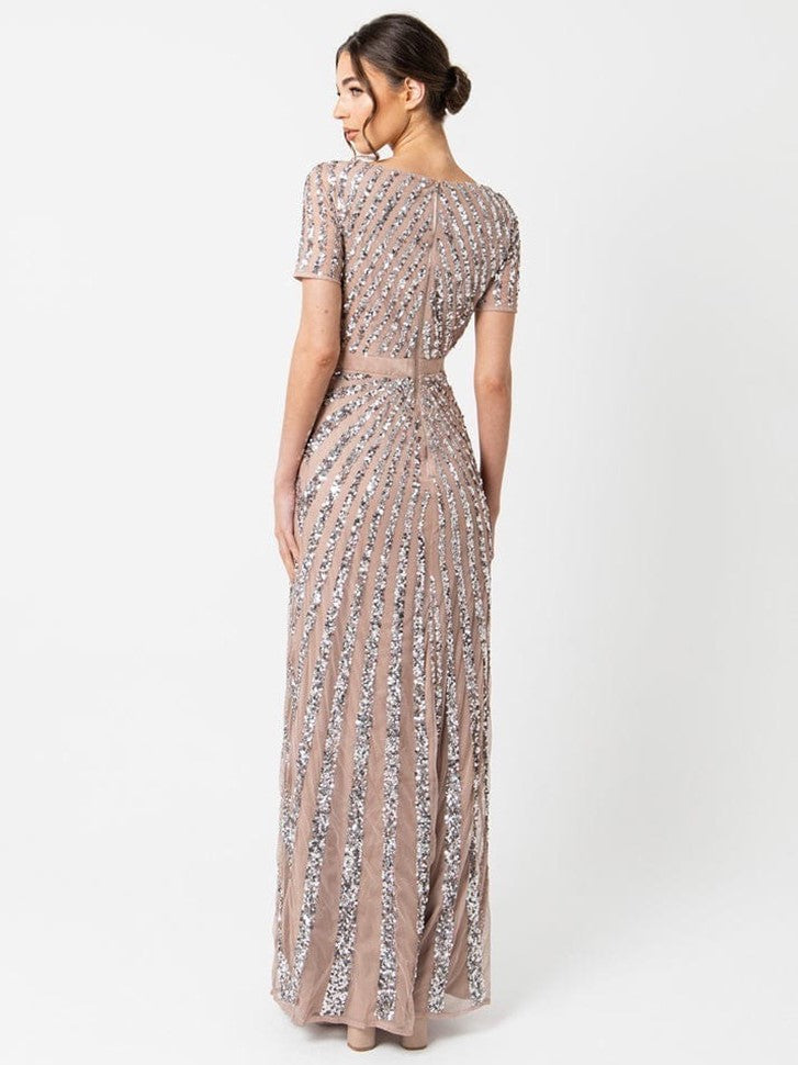 Women’s Designer Sequin Embellished Maxi Gown – Wedding & Party Wear Dress