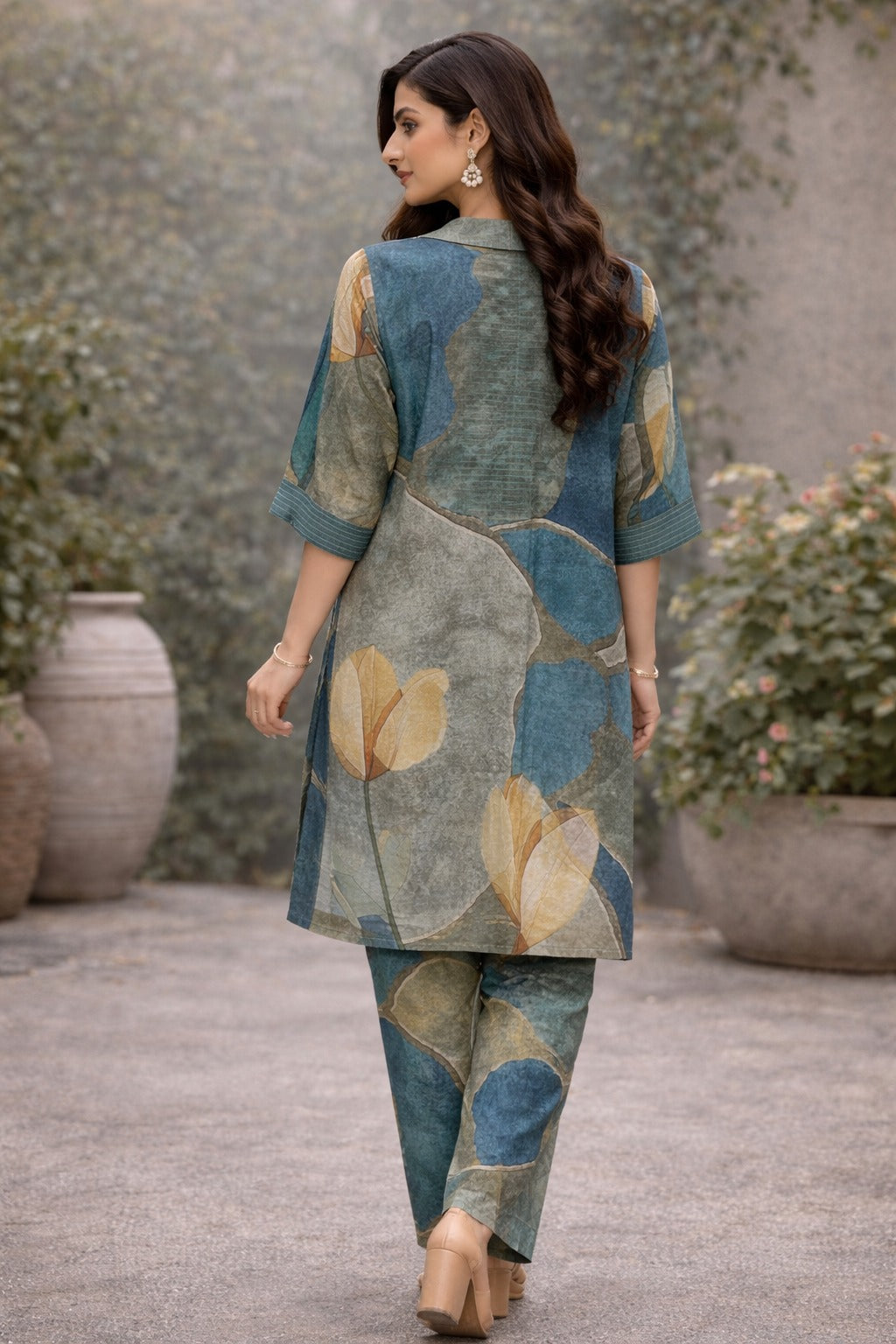 Elegant Printed Co-Ord Set for Women – Soft Cotton Tunic & Pants Set