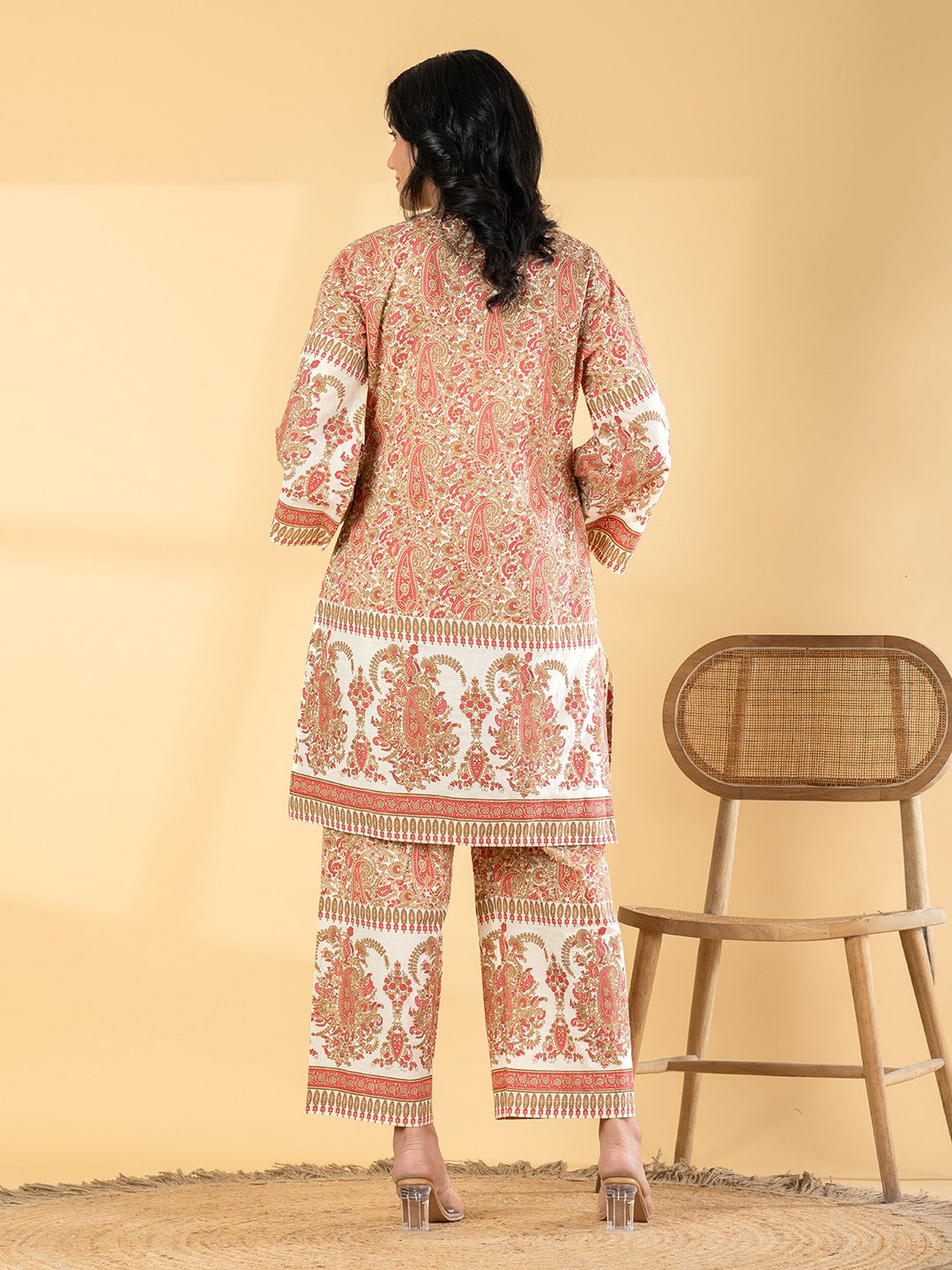 Women Printed Kurta & Pant Set | Ethnic Cotton Co-Ord Set | Straight Fit Kurti with Palazzo Pants