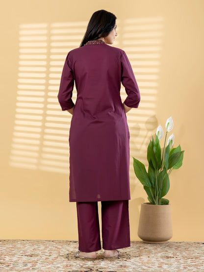 Women’s Maroon Kurta Set with Pants | Elegant Ethnic Wear | Festive & Casual Outfit