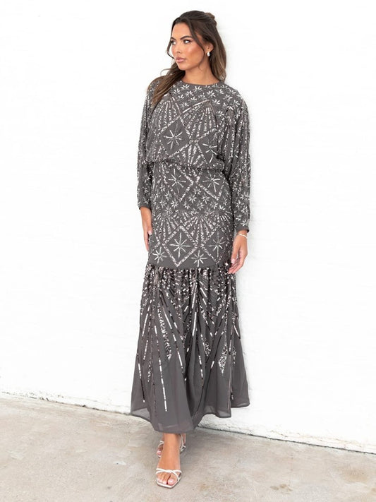 Maya Celestial Embellishment Long Sleeve Maxi Dress
