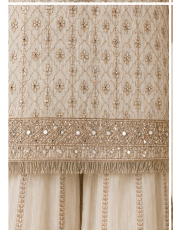 La Qayara Ivory Elegance Embroidered Kurta Set with Sharara & Dupatta | Premium Festive Wear for Women