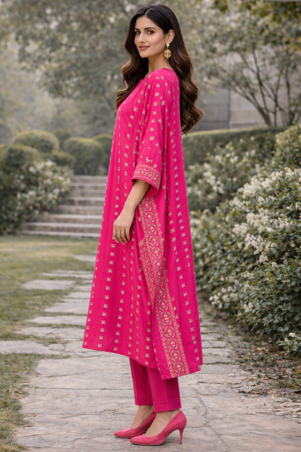 Women’s Pink Embroidered Kurta Set | Ethnic Festive Wear