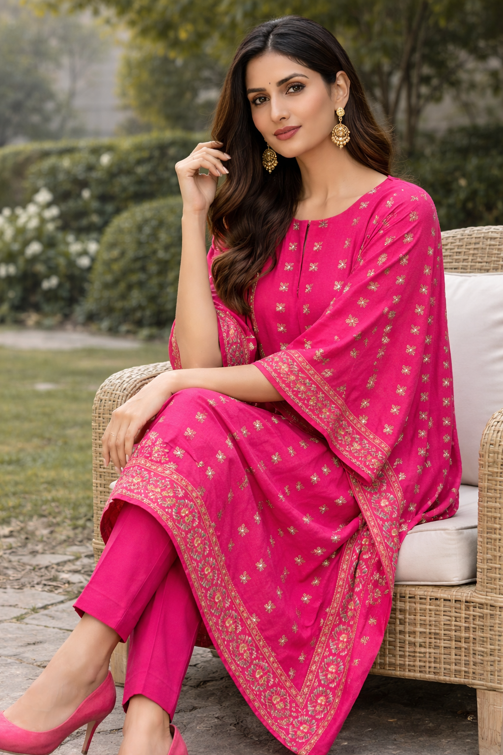 Women’s Pink Embroidered Kurta Set | Ethnic Festive Wear